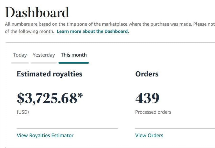 Amazon KDP Royalties Snapshot